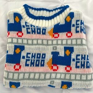 Vintage Hopscotch Choo Choo Train Locomotive Conductor Sweater Size 24 months